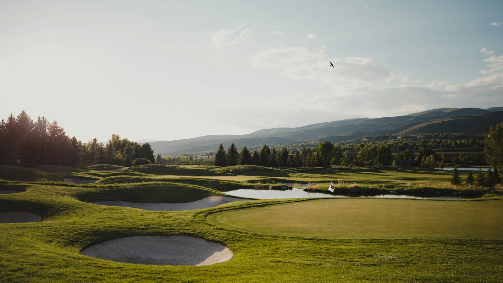 Golf fairway overlooking Okanagan Lake near Vernon, BC